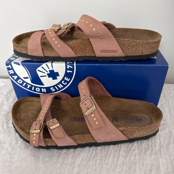 Birkenstock Franca rivets rose Pink gold sandals size 42 11 regular width - Picture 2 of 8